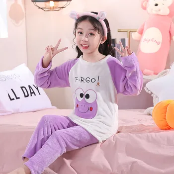Flanel Copii Pijamale 2020 Toamnă Iarnă Fată Băiat Pijamale Pijamale Haine pentru Copii Desene animate Animale Coral Fleece pentru Copii Pijamale