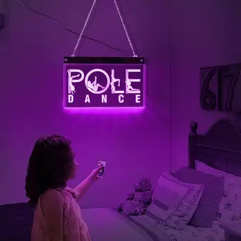Pole Dance Sexy Fata Multi-Culoare Schimbare LED Neon Semn Dansatoare de Dans Studio Club de Afaceri Semn Dreptunghi Afișaj Bord