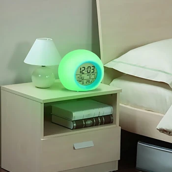 Tabelul Ceas cu Alarmă 7 Culori Digitale de Trezire, Atinge Copilul Noptieră Lampa de Noapte cu LED lumina de Noapte cu Timpul de Afișare a Temperaturii