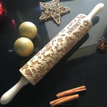 Crăciun Crăciun Rulare Pin Gravat Lemn Sculptat în Relief sucitor de Bucatarie Instrument de Corneliu massa instrumente de Copt