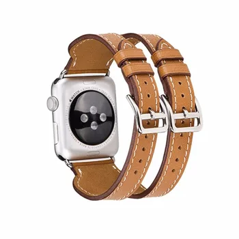 Ceas din piele trupa curea hermes Apple a Watch dublu catarama Bratara manseta 38mm 42mm & Autentice din Piele de Curea curea