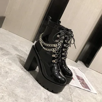 Demon Întunecat Goth Punk Demonia Lolita Gotic Mary Jane Pantofi Femei Cizme cu Platforma din Piele Club de noapte Cizme Martin