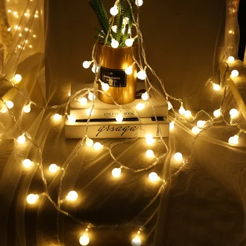 Baterie de Crăciun din Plastic Șir Lumina 2m 20 LED Mingea de Nunta Vacanță de Interior Decor în aer liber Șir de Iluminat Alb