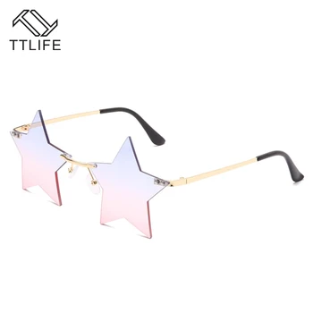 TTLIFE Moda Star în Formă de ochelari de Soare Femei de Personalitate fără rame, Ochelari de Soare Cadru din Aliaj de Ochelari Doamnelor Clar Lentile de Ochelari