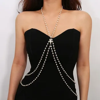 Femei Sutien lanț Simplu de Perle lucrate Manual petrecere de seara rochie complet Accesorii Femei Sexy pe Plaja bijuterii