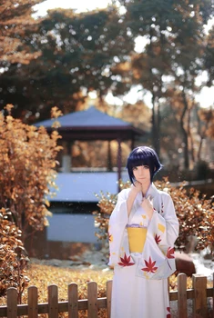 Anime Naruto Hinata Hyuga Cosplay Costum Petrecere Japoneză Frunze De Arțar Kimono Costum De Halloween Pentru Femei