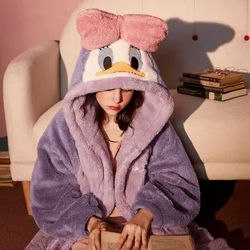 Pijamale de damă cu Glugă cămașă de noapte de Pluș Coral Fleece Pijamale Femei Toamna și Iarna Haine de Acasă desen Animat Mouse-ul se Ingroase Pijama