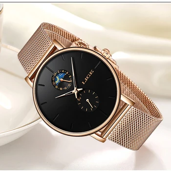 LIGE Top Brand de ceasuri de Lux Pentru Femei Doamnelor Moda Casual, Ceasuri Otel Impermeabil Cuarț Ceas de mână Ceas Cadou Montre Femme