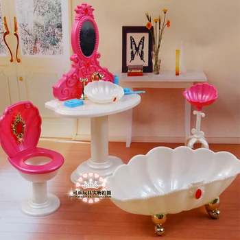 Moda Mobilier baie, Set Joc de Cada + Dulap+ lavoar suite caz pentru Papusa barbie 1/6