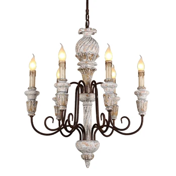 Vintage rustic candelabru de epocă din lemn alb de iluminat francez elegant picătură candelabre în babay/sufragerie, dormitor, camera de zi