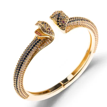 Zlxgirl bijuterii de înaltă Calitate, Albastru miro deschide zirconia Dubai aur brățară moda Șarpe animal bratara &brățară pentru fata