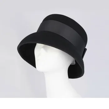 Toamna Iarna Doamna Fedoras Pălărie Retro Britanic Lână, Pălării Fedora Femei Bowknot Elegante All-meci Moda Vintage Capac de sex Feminin H7103