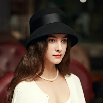 Toamna Iarna Doamna Fedoras Pălărie Retro Britanic Lână, Pălării Fedora Femei Bowknot Elegante All-meci Moda Vintage Capac de sex Feminin H7103