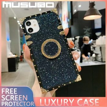 MUSUBO de Lux 3D Flash Foraj Caz Pentru iPhone 12 11 PRO MAX XR XS Pătrat Telefon Acoperi Populare rezistent la Șocuri Moi Lipici Capacul din Spate