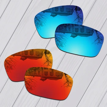 E. O. S 2 Perechi de Gheață albastru si Rosu de Foc Oglinda Polarizate, Lentile de Înlocuire pentru Oakley Bisturiu OO9095 ochelari de Soare