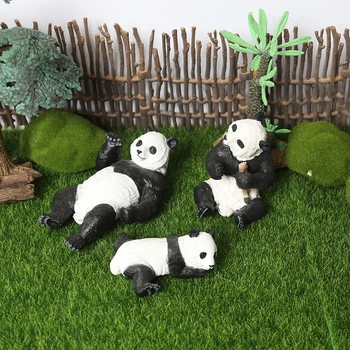 Simulare Panda Gigant Familie Jucărie Cifre cu Puii de Pădure Animale Salbatice Model Figurine Design Realist Panda pentru Colectionari