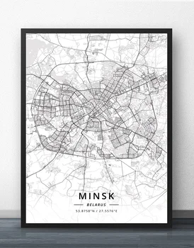 Minsk, Belarus Hartă Poster
