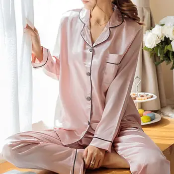 Femei Fata De Mătase Satin Pijamale, Pyjama Set De Pijamale Pijamale Body Homewear Culoare Solidă Moale, Confortabil De Înaltă Calitate Fierbinte