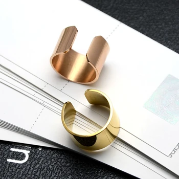 TOSOKO Bijuterii din Oțel Inoxidabil Plat Lat Simplu Deschide Ring Moda Ring Pentru femei BSA006