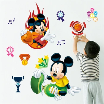 Disney mickey juca baschet sport autocolante de perete dormitor copii camere decor acasă desene animate decalcomanii de perete din pvc de artă murală postere