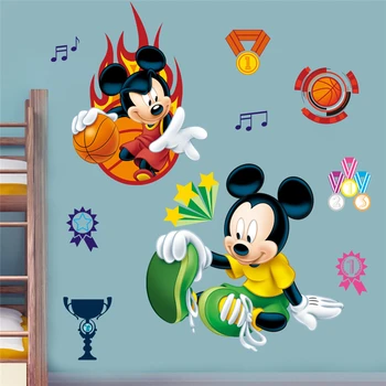 Disney mickey juca baschet sport autocolante de perete dormitor copii camere decor acasă desene animate decalcomanii de perete din pvc de artă murală postere