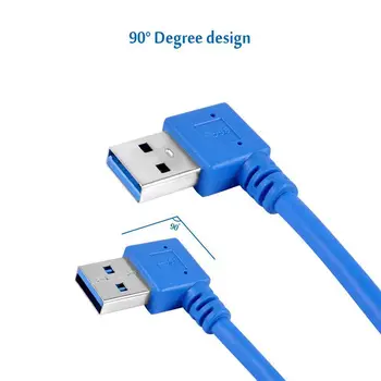SCURT SuperSpeed USB 3.0 de sex Masculin la Feminin Cablu de Extensie, de 90 de Grade Adaptor de Conexiune, la Stânga și la Dreapta Unghi - Albastru(Pachet de 2)