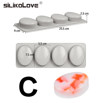 SILIKOLOVE3 BUC/Set Oval, Dreptunghi Rotund Silicon Săpun Mucegai Manual Diy Meșteșug 3d Săpun Ușor De Curățat