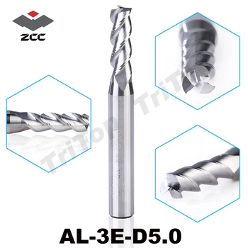 5pcs/lot de prelucrare de înaltă precizie ZCC.CT AL-3E-D5.0 carbură solidă 3 flaut aplatizate end mill 5mm D6 cu drept de cuțit
