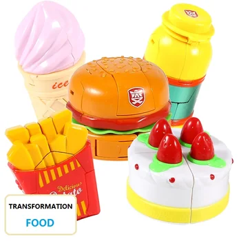 5 BUC / Set Creativ Drăguț Transformarea Alimentelor Robot Hamburger, Chips-uri de Gheață Crema de puzzle pentru Copii Toy Dolls Figura Cu Pachetul