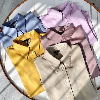 Toamna Uscat Bluza Femei Anglia Moda Stil Simplu, Elegant, De Mătase Colorate Solide Blusas Mujer De Moda 2020 Tricou Casual De Top