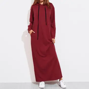 Femei hoodies rochie vestidos de mujer cu gluga femme halat tricoul rochii de streetwear supradimensionate glezna-lungime rochie lunga