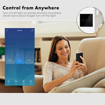 Wifi Perete Comutator Tactil UE Fără Fir Neutru Necesare Inteligent Comutator de Lumină Tuya RF433 Smart Home Controller Suport Alexa de Start Google