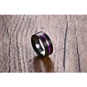 Tigrade Bărbați Linie Subtire de Tungsten Inel de Nunta Formatii de 8MM Carbură de Tungsten Inele pentru Bărbați Petrecere de Logodna Bijuterii Inel Rainbow