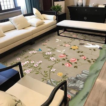 Stil Chinezesc Flori Păsări Imprimate Mare Tapete Clasice Pastorală Zona Covoare Living Dormitor Yoga Mat Etaj Jacquard Canapea, Covor