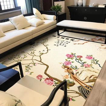 Stil Chinezesc Flori Păsări Imprimate Mare Tapete Clasice Pastorală Zona Covoare Living Dormitor Yoga Mat Etaj Jacquard Canapea, Covor