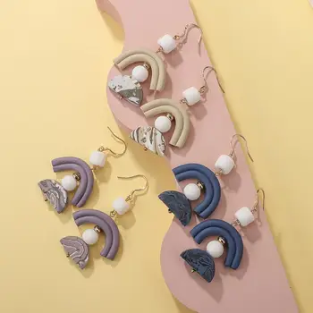 AENSOA Unic Lut Polimeric Picătură Cercei pentru Femeile Dungă Semicerc Declarație Legăna Cercei Pandantiv Moda Bijuterii Cadouri
