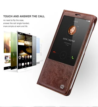 QIALINO din Piele Flip-Caz Acoperire pentru Huawei Mate7 Smart View Somn si se Trezesc funcție