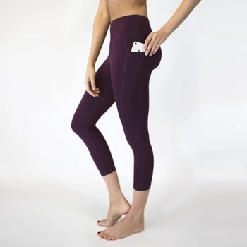 Talie înaltă yoga trunchiate pantaloni culoare solidă buzunar telefon mobil pentru femei yoga pantaloni fitness pantaloni femei Sală de Funcționare Antrenament Pantaloni