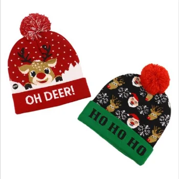 2020 Moș Crăciun LED Pălărie de Crăciun Pulover Tricotate Aprinde Tricotate Pălărie Cadou de Crăciun pentru Copii de Craciun Decoratiuni de Anul Nou