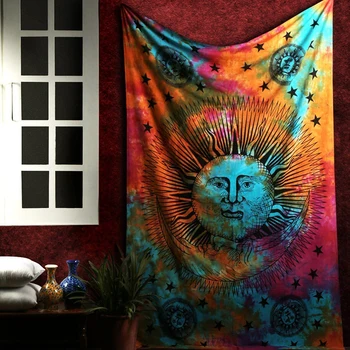 Psihedelice Soare Luna Stele Mandala tapiserie de perete Hippie Cerești macrame agățat de perete India Trippy boho decor Tapiserii