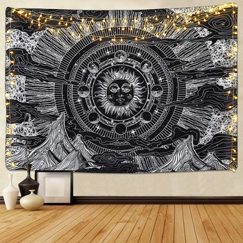 Psihedelice Soare Luna Stele Mandala tapiserie de perete Hippie Cerești macrame agățat de perete India Trippy boho decor Tapiserii
