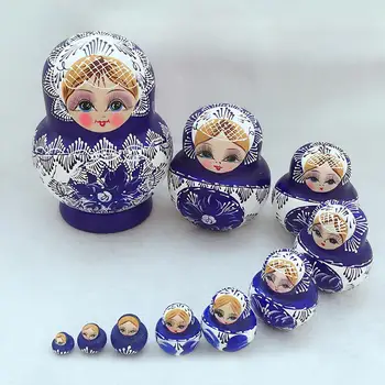 5PCS/Set Minunat Matryoshka din Lemn, Păpuși Cuiburi Babushka rusă Vopsea de Mână pentru Copii Jucării de Crăciun Cadouri de păpuși pentru copii