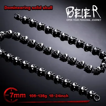BEIER Dominator 7mm Latime Oțel Inoxidabil Punk Rock Skull Lanț Personalizate Colier Lung de Înaltă Calitate BN1031