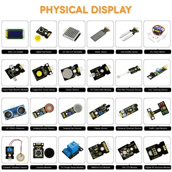 Cele mai NOI!Keyestudio 48 în 1 Senzor Starter Kit Cu Cutie de Cadou Pentru Arduino Proiecte DIY (48pcs Senzori)