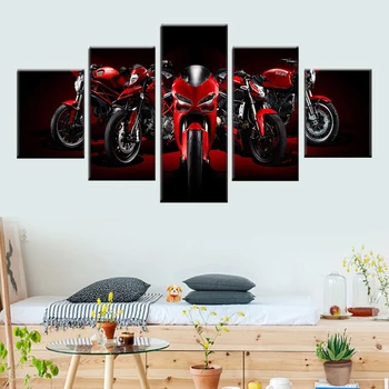 Panza pictura 5 bucati / set motocicleta cross country foto poster cadru modular HD imprimare living home decor imagine