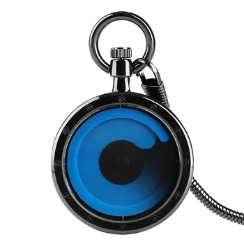 Steampunk Minimalismul Modern, Design Creativ Albastru placă Turnantă Cuarț Ceas de Buzunar cu Lanț de Șarpe Model de Ceas de Cadouri pentru Barbati, Femei