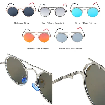 SHAUNA Urltra-Lumina Punk ochelari de Soare Femei Dublu Poduri Retro Rotund Nuante Bărbați UV400