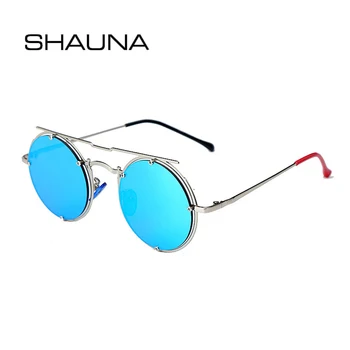 SHAUNA Urltra-Lumina Punk ochelari de Soare Femei Dublu Poduri Retro Rotund Nuante Bărbați UV400