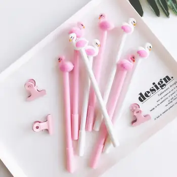 30pcs/lot 3D de desene animate drăguț flamingo design semnătura pen 0.5 mm negru de cerneală pix cu gel cadou pentru copii neutru pen papetărie en-gros