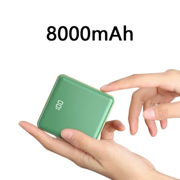 8000mAh Banca de Putere cu USB de Tip C Cablu Încărcător Portabil Powerbank Baterie Externă Pentru Xiaomi iPhone Samsung Poverbank